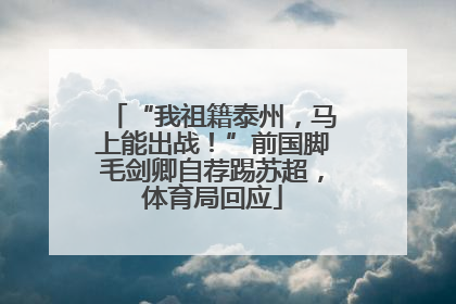 “我祖籍泰州，马上能出战！”前国脚毛剑卿自荐踢苏超，体育局回应