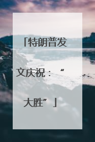 特朗普发文庆祝：“大胜”