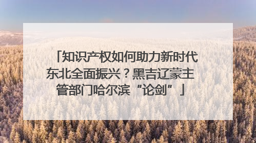 知识产权如何助力新时代东北全面振兴？黑吉辽蒙主管部门哈尔滨“论剑”