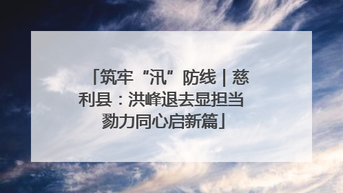 筑牢“汛”防线｜慈利县：洪峰退去显担当 勠力同心启新篇