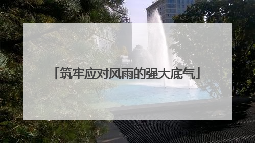 筑牢应对风雨的强大底气