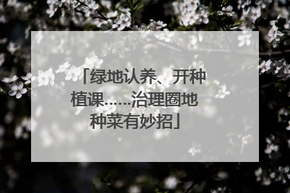 绿地认养、开种植课……治理圈地种菜有妙招
