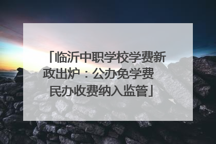 临沂中职学校学费新政出炉：公办免学费 民办收费纳入监管