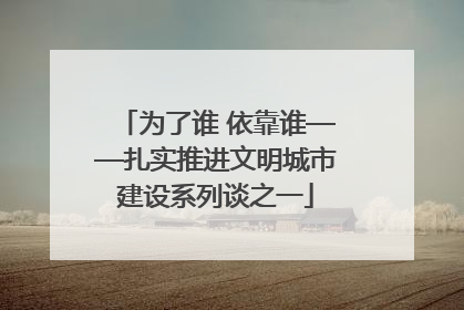 为了谁 依靠谁——扎实推进文明城市建设系列谈之一