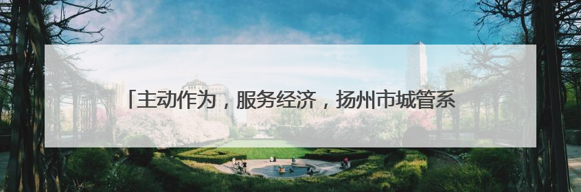 主动作为，服务经济，扬州市城管系统推出“提经济促消费”十项措施