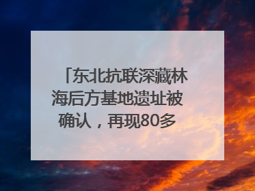 东北抗联深藏林海后方基地遗址被确认，再现80多年前密营抗战