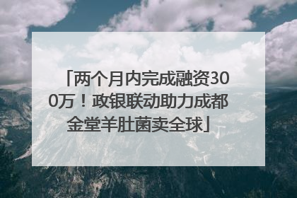 两个月内完成融资300万！政银联动助力成都金堂羊肚菌卖全球