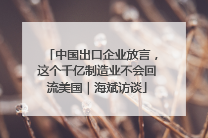 中国出口企业放言，这个千亿制造业不会回流美国｜海斌访谈