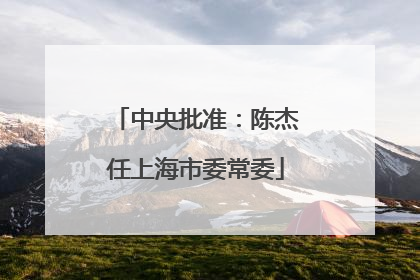 中央批准：陈杰任上海市委常委