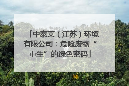 中泰莱（江苏）环境有限公司：危险废物“重生”的绿色密码
