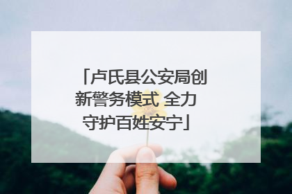卢氏县公安局创新警务模式 全力守护百姓安宁