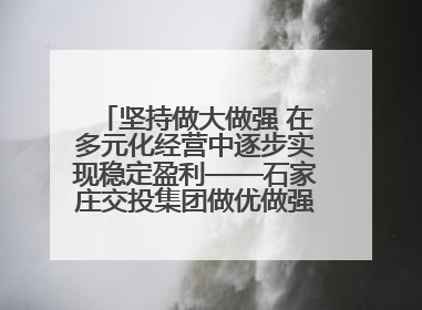 坚持做大做强 在多元化经营中逐步实现稳定盈利——石家庄交投集团做优做强典型报道之三