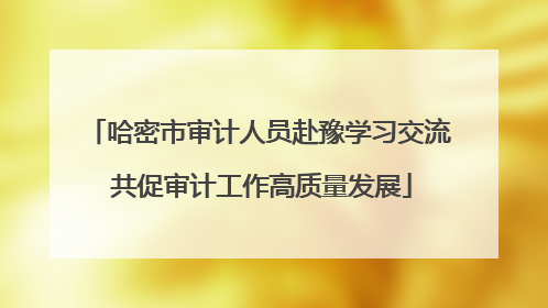 哈密市审计人员赴豫学习交流 共促审计工作高质量发展