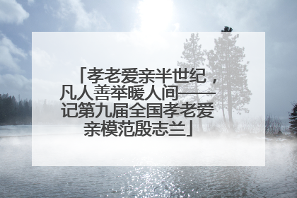 孝老爱亲半世纪，凡人善举暖人间——记第九届全国孝老爱亲模范殷志兰