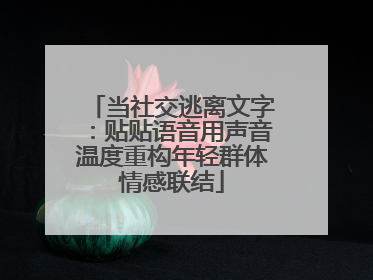 当社交逃离文字：贴贴语音用声音温度重构年轻群体情感联结