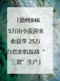 德州846.5万亩小麦迎来收获季 25万台套农机备战“三夏”生产