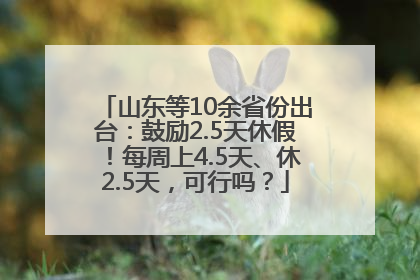 山东等10余省份出台：鼓励2.5天休假！每周上4.5天、休2.5天，可行吗？