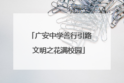广安中学善行引路 文明之花满校园
