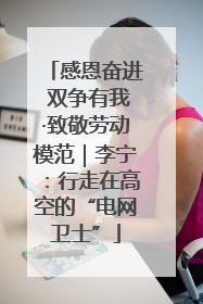 感恩奋进 双争有我·致敬劳动模范｜李宁：行走在高空的“电网卫士”