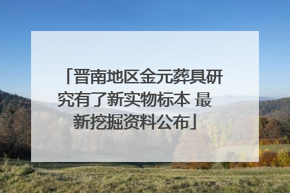 晋南地区金元葬具研究有了新实物标本 最新挖掘资料公布