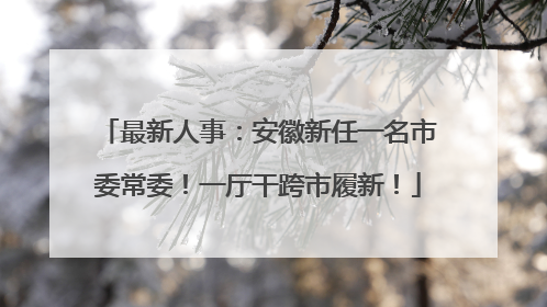 最新人事：安徽新任一名市委常委！一厅干跨市履新！