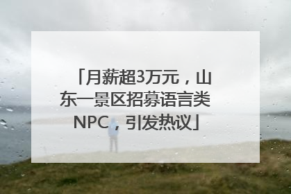月薪超3万元，山东一景区招募语言类NPC，引发热议
