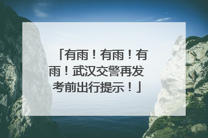 有雨！有雨！有雨！武汉交警再发考前出行提示！