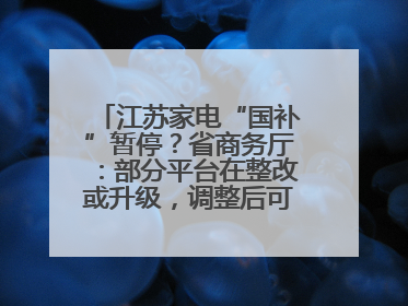 江苏家电“国补”暂停？省商务厅：部分平台在整改或升级，调整后可正常使用