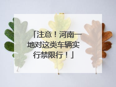 注意！河南一地对这类车辆实行禁限行！