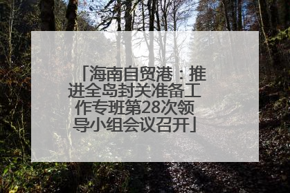 海南自贸港：推进全岛封关准备工作专班第28次领导小组会议召开