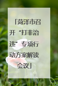 菏泽市召开“打非治违”专项行动方案解读会议