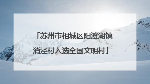 苏州市相城区阳澄湖镇消泾村入选全国文明村