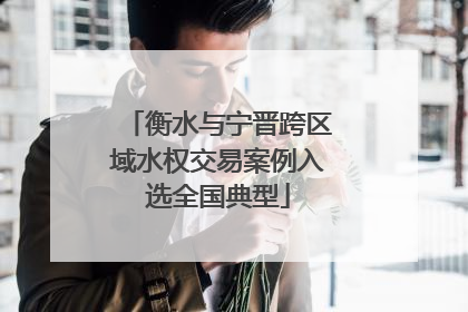 衡水与宁晋跨区域水权交易案例入选全国典型