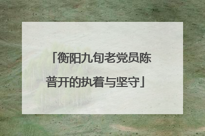 衡阳九旬老党员陈普开的执着与坚守