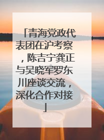 青海党政代表团在沪考察，陈吉宁龚正与吴晓军罗东川座谈交流，深化合作对接