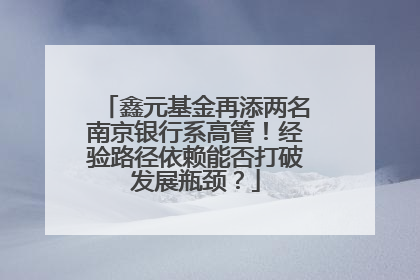 鑫元基金再添两名南京银行系高管！经验路径依赖能否打破发展瓶颈？