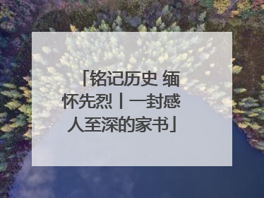 铭记历史 缅怀先烈丨一封感人至深的家书