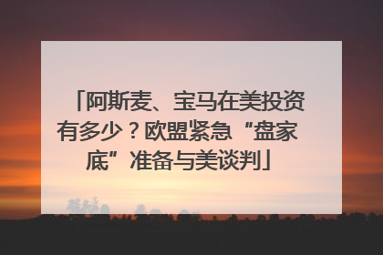 阿斯麦、宝马在美投资有多少？欧盟紧急“盘家底”准备与美谈判