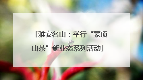 雅安名山：举行“蒙顶山茶”新业态系列活动