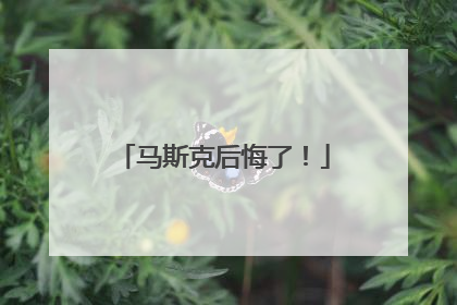 马斯克后悔了！