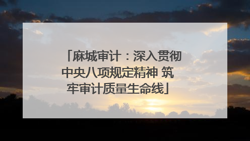 麻城审计：深入贯彻中央八项规定精神 筑牢审计质量生命线