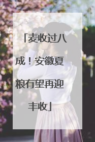 麦收过八成！安徽夏粮有望再迎丰收