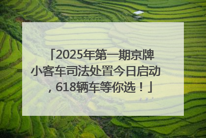 2025年第一期京牌小客车司法处置今日启动，618辆车等你选！
