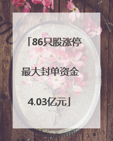 86只股涨停 最大封单资金4.03亿元