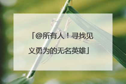 @所有人！寻找见义勇为的无名英雄